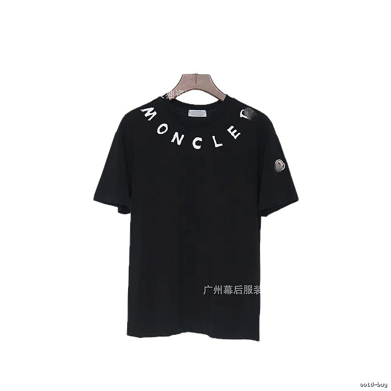 Moncler Letter Print Casual Style Black T-Shirt