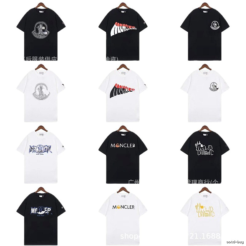 Moncler Logo Printed Trendy Black & White Short-Sleeve T-Shirt