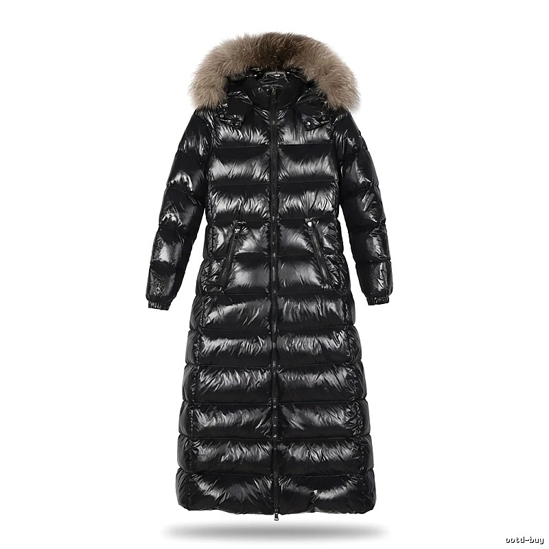 Moncler long shiny black down jacket