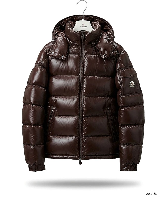 Moncler shiny short brown down jacket