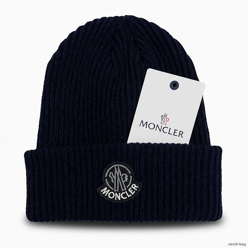Moncler simple style navy blue knitted hat