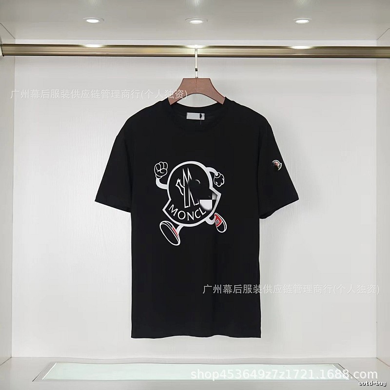 Moncler Trendy Black Cartoon Print Short-sleeved T-shirt