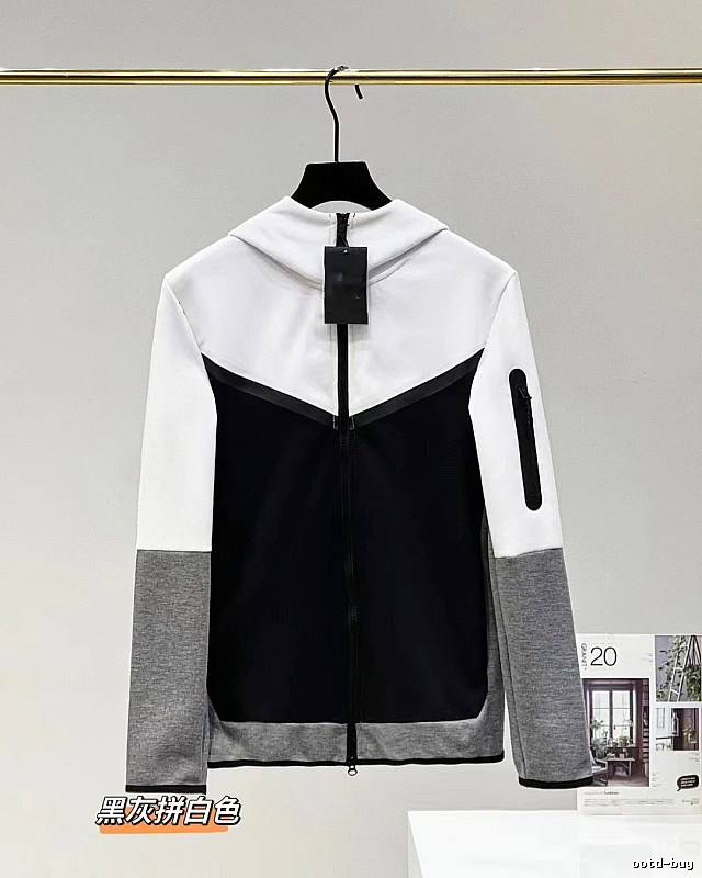 Monogram White zip hoodie White Full Zip for Layered Styling