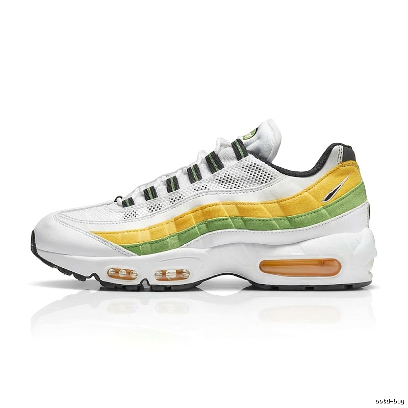 Nike Air Max 95 White, Yellow and Green Sports Shoes