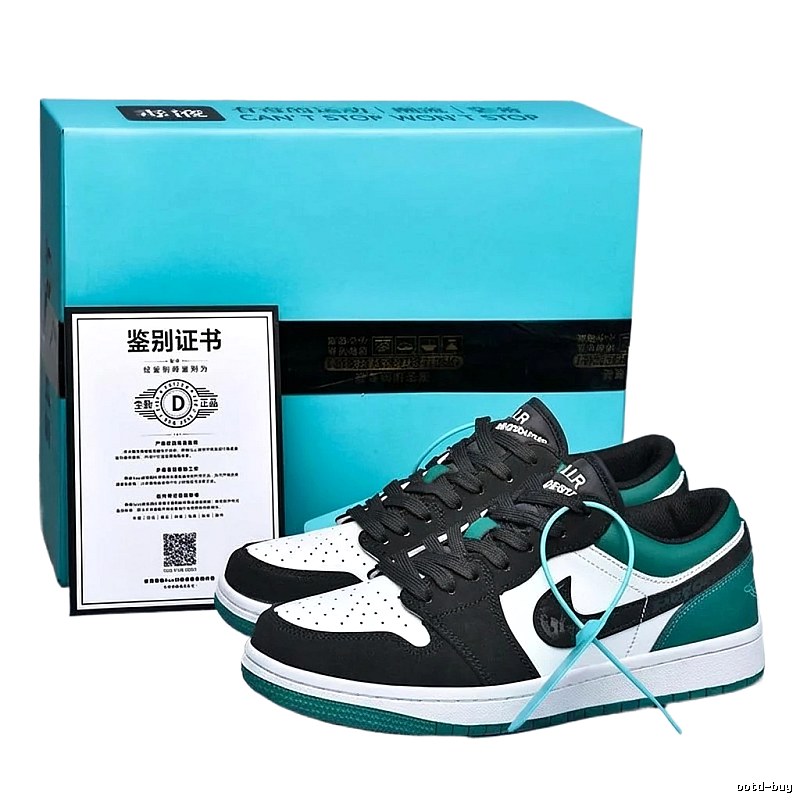 Nike AJ1 Black-White-Green Retro Sports Shoes