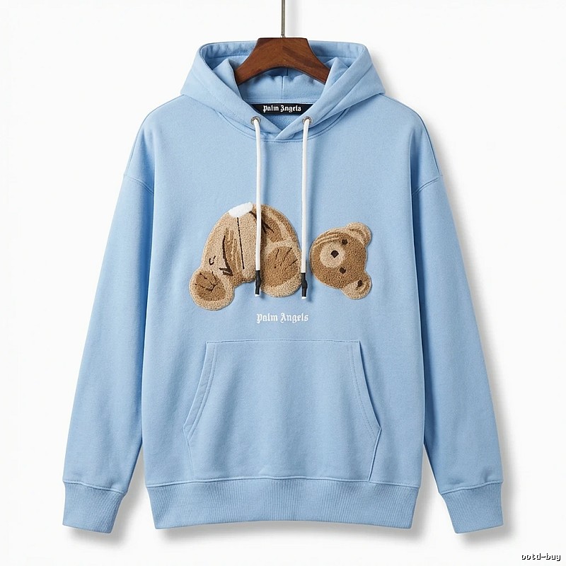 Palm Angels Bear Trendy Light Blue Sweatshirt