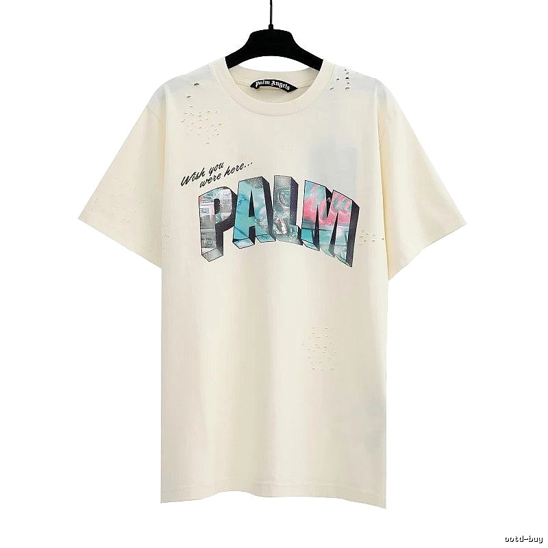 Palm Angels Daily Logo T-shirt White Palm Tree with Visual Detail