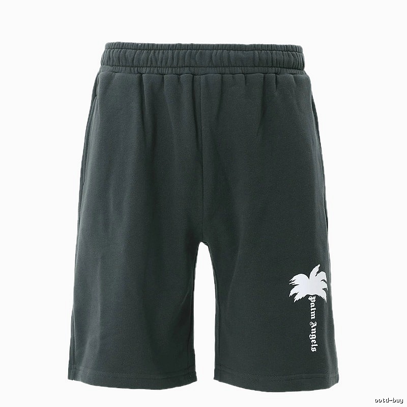 Palm Angels Palm Tree Style Dark Grey Shorts