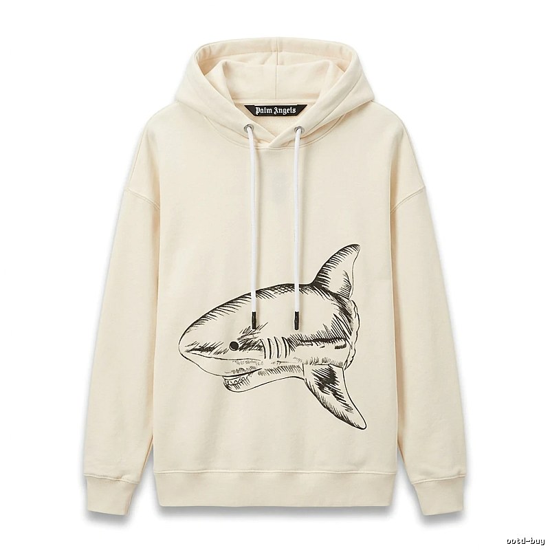 Palm Angels Shark Series Simple Style Beige Hoodie
