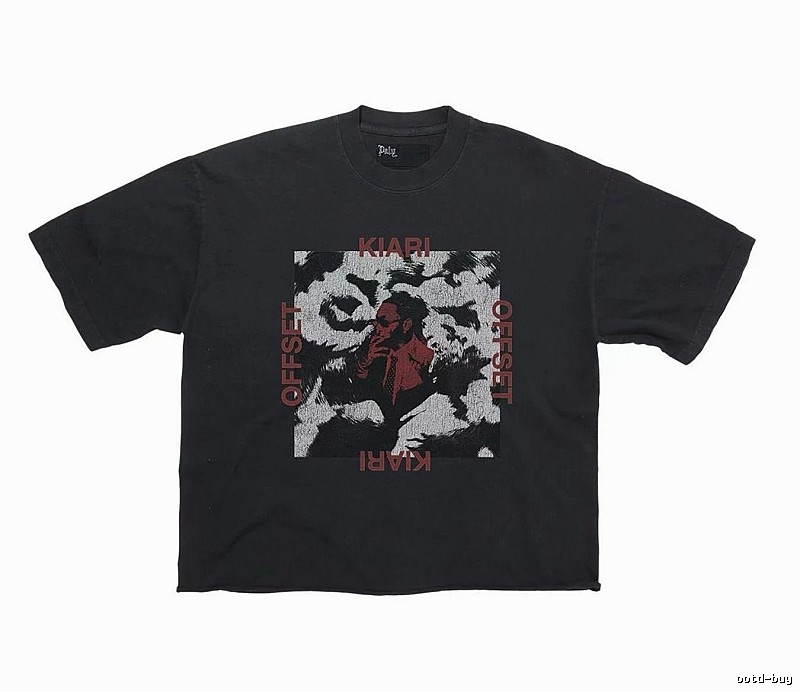 Paly Hollywood Portrait Print Street Style Black T-Shirt