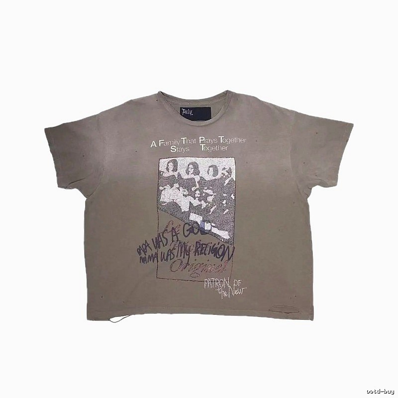 Paly Hollywood Portrait Print Vintage Gray T-shirt