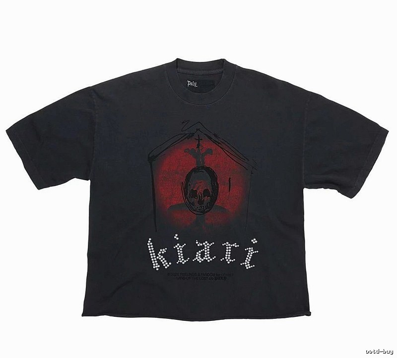 Paly Hollywood Skull Dark Distressed Black T-Shirt