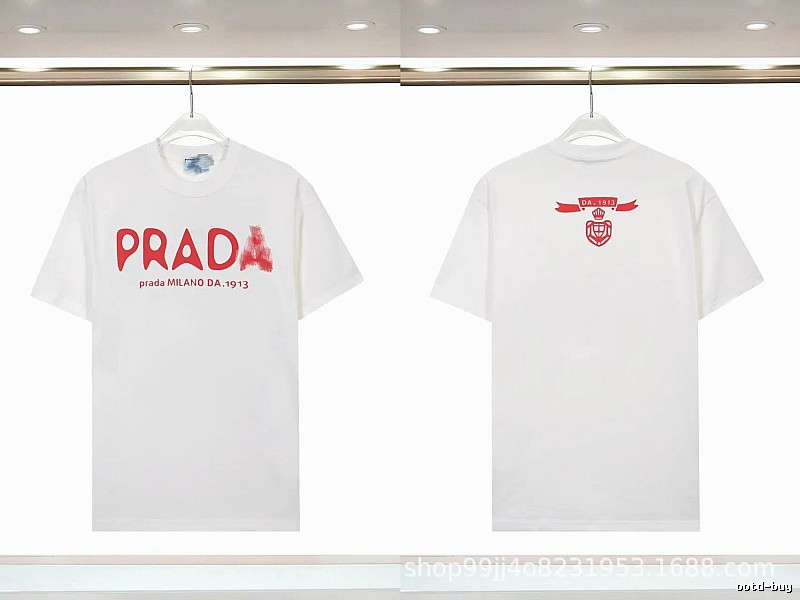 Prada Graffiti Collection Casual Style White Short-sleeve T-shirt