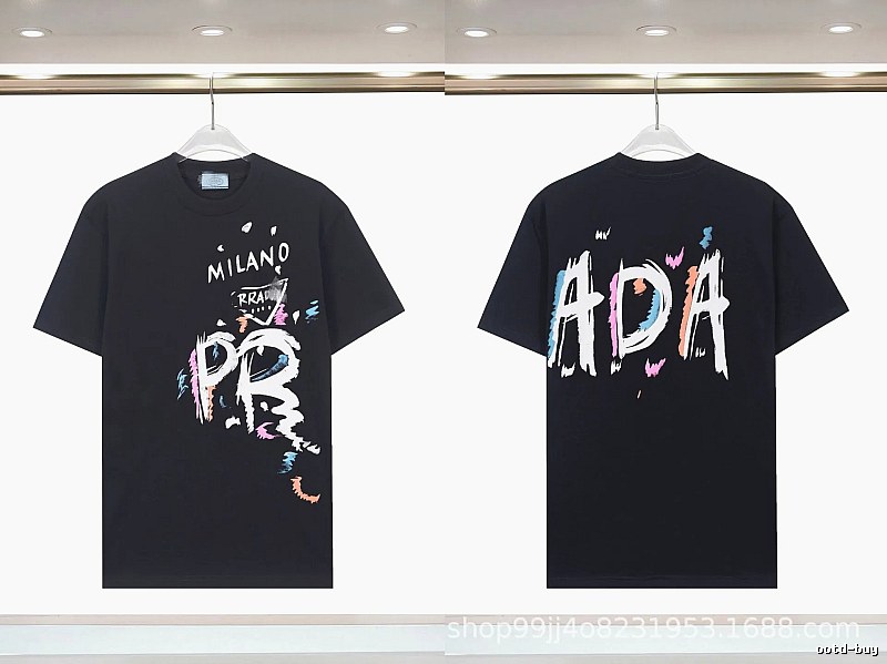 Prada Graffiti Collection Street Style Black T-Shirt
