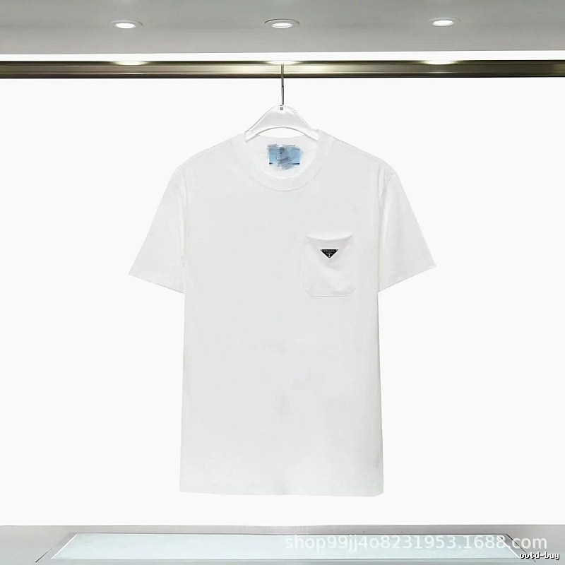 Prada Triangle Logo Minimalist Style White Short-sleeve T-shirt