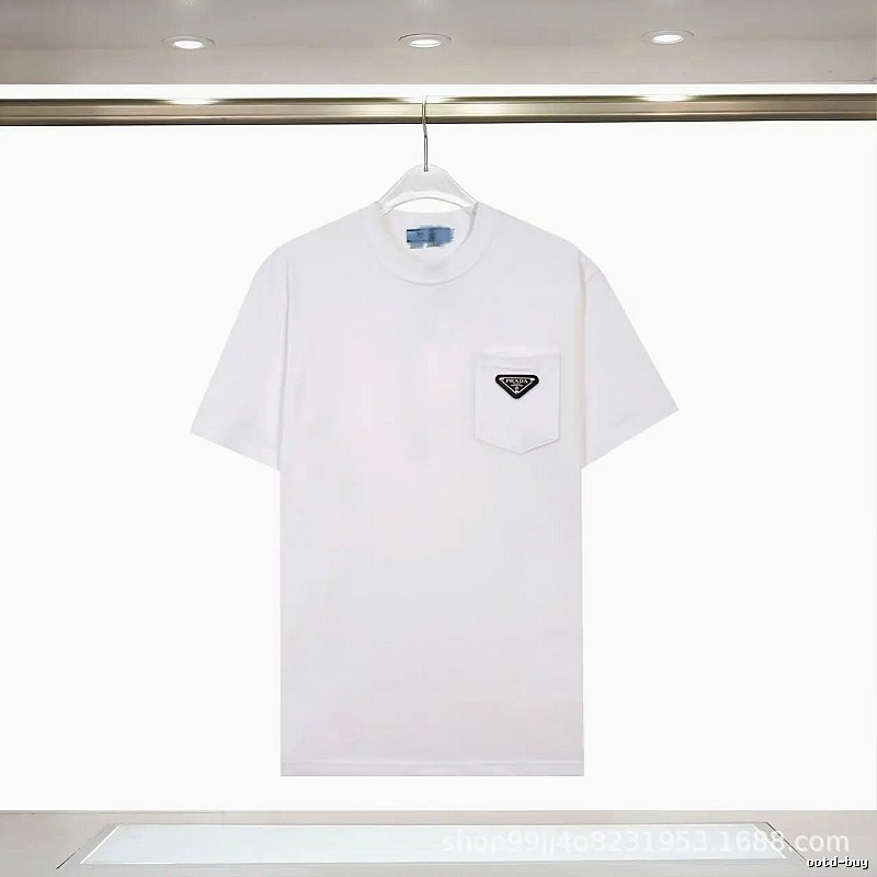 Prada Triangle Logo Minimalist Style White T-Shirt