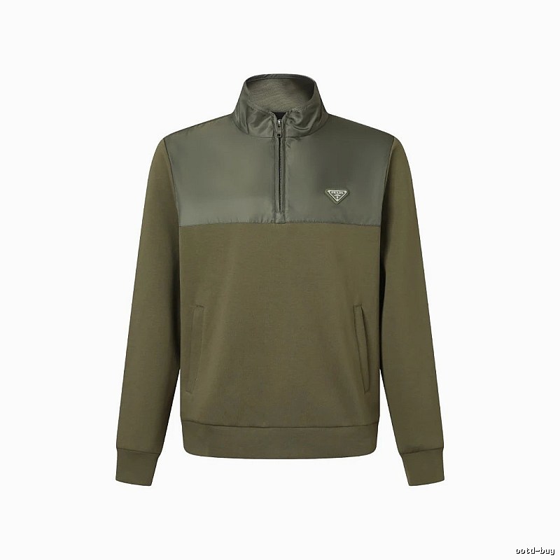 Quarter Zip Sweatshirt by Prada with Olive Quarter Zip Sweatshirt with