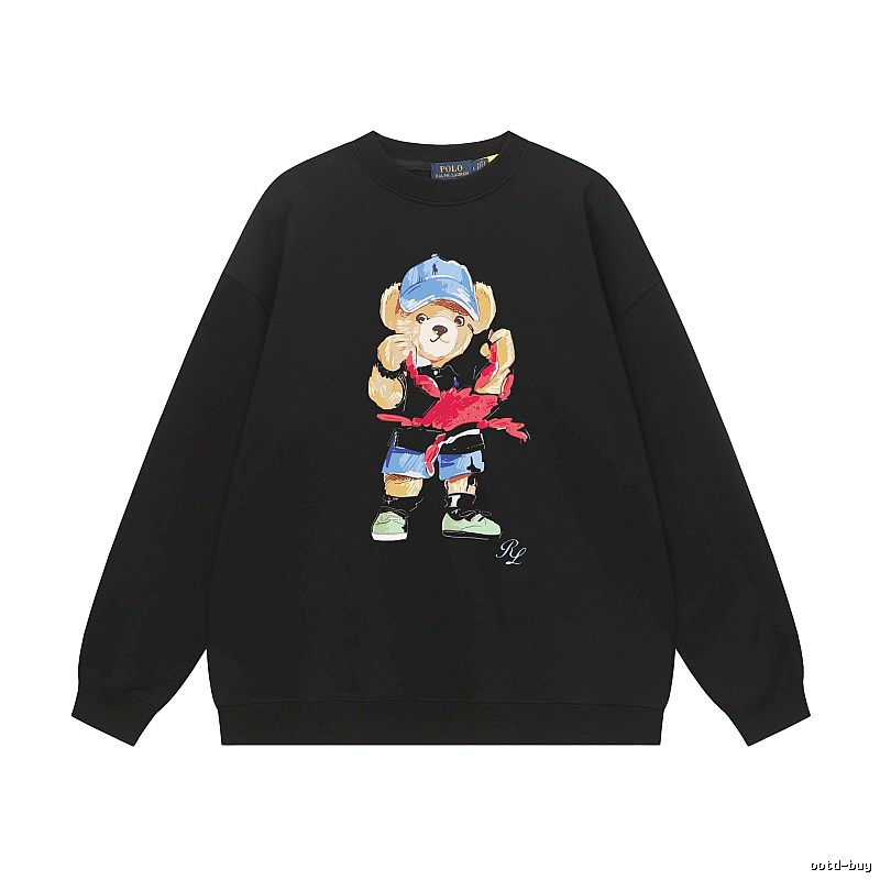 Ralph Lauren Bear Streetwear Black Sweatshirt