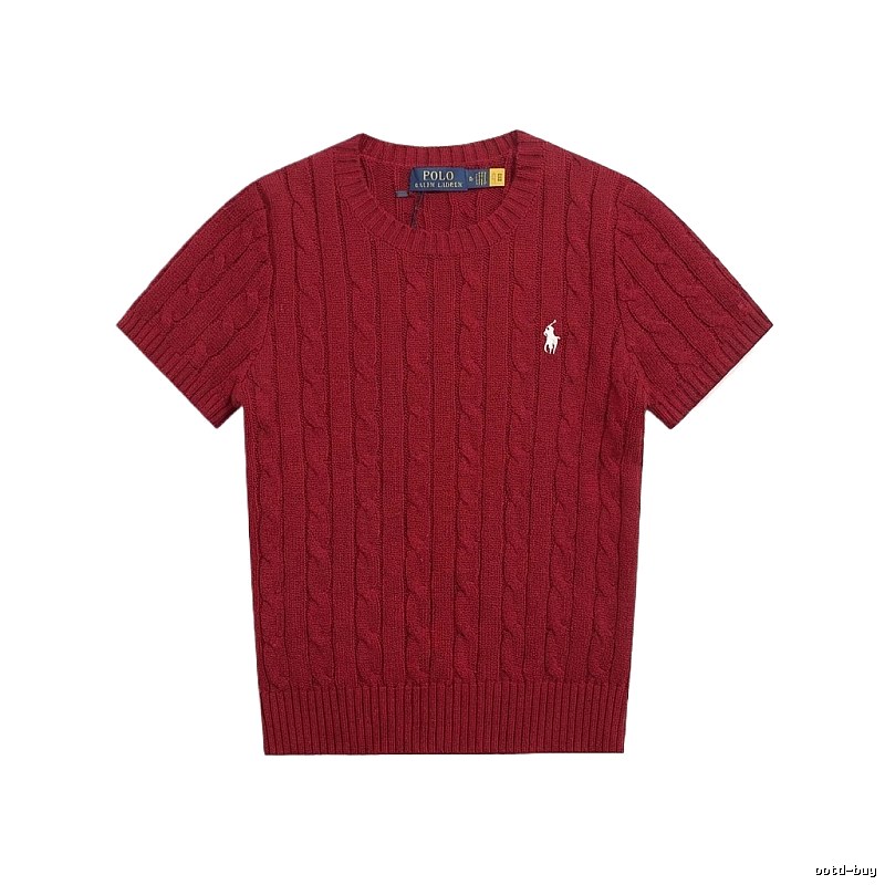Ralph Lauren Polo Series Retro Style Burgundy Knitted Sweater