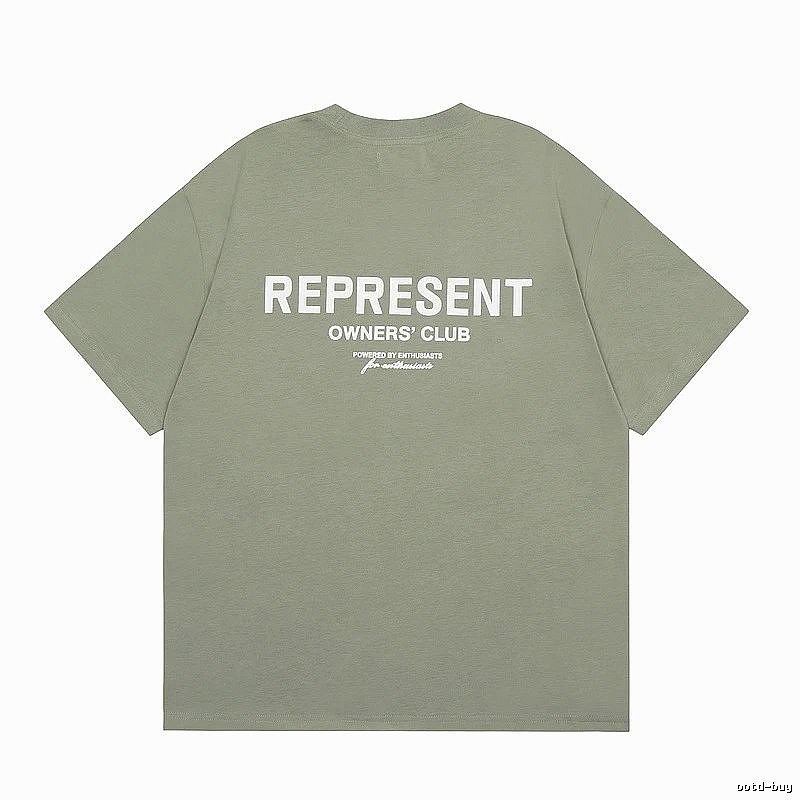 Represent Army Green Style 868 Owners Club T-Shirt Signature Detail Logo