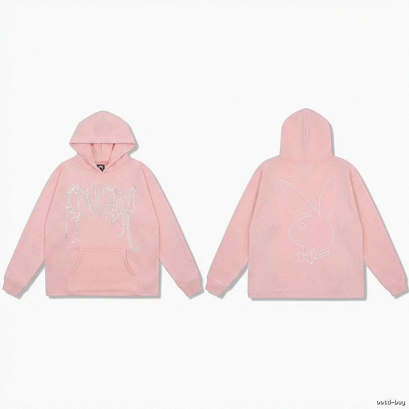 Revenge rabbit print pink hoodie