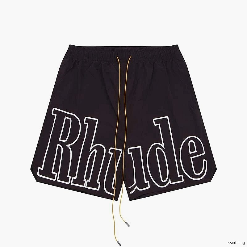 RHUDE letter-style black shorts