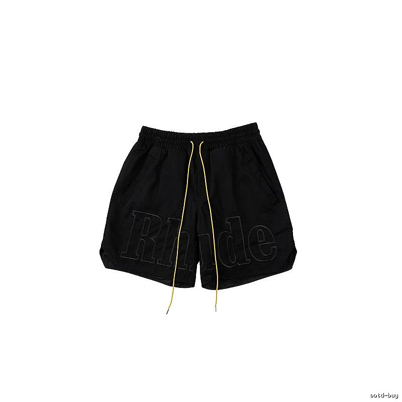 RHUDE trendy brand casual black shorts