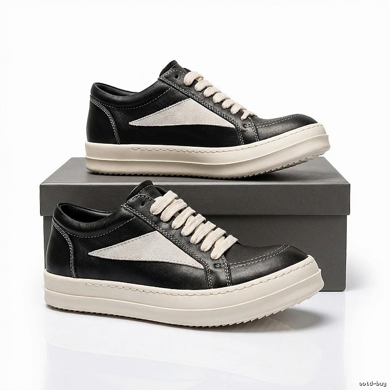 Rick Owens retro-style black and grey skate shoes