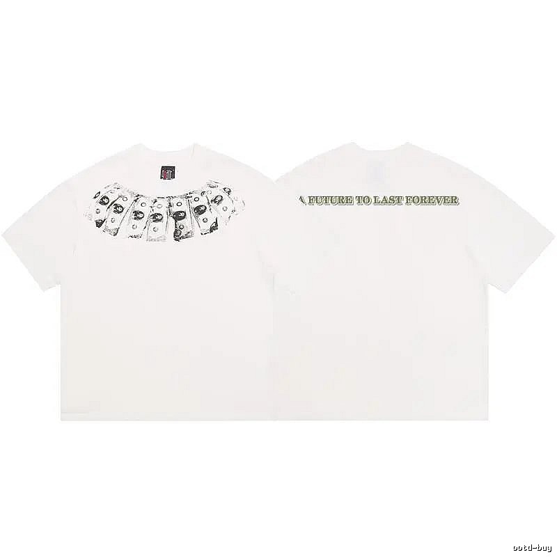 SAINT Dollar Bill Print Street Style White T-Shirt