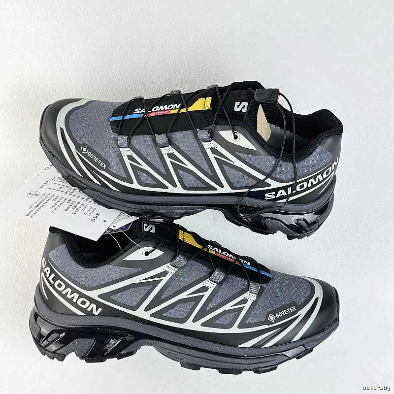 Salomon Black and Gray Trail Sneakers Defined by Treaded Trail Sole