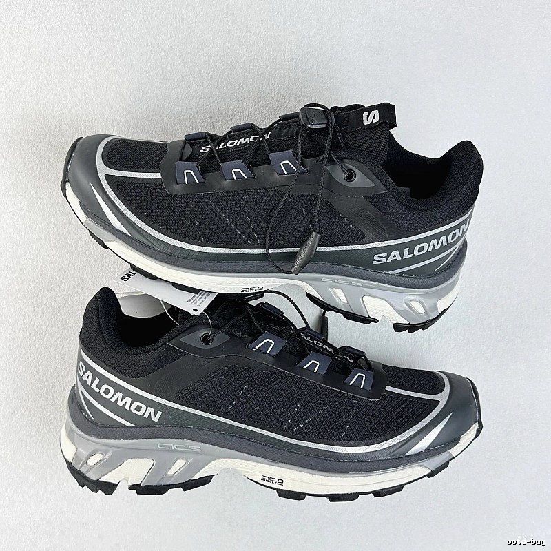 Salomon Black and Gray Trail Sneakers with Quick-Lace Style Cords