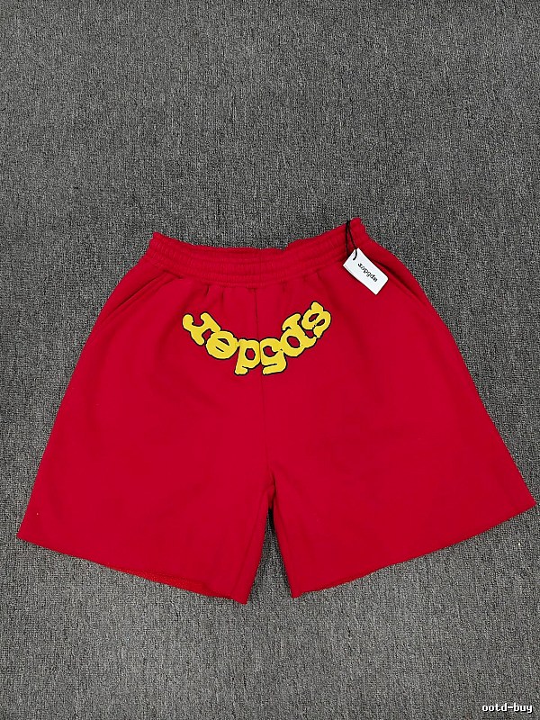 Sp5der Foam Print Street Style Red Casual Shorts
