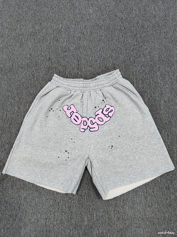 Sp5der Printed Street Style Grey Shorts