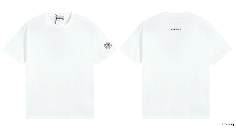 Stone Island Badge Minimalist Style White Short-sleeve T-shirt