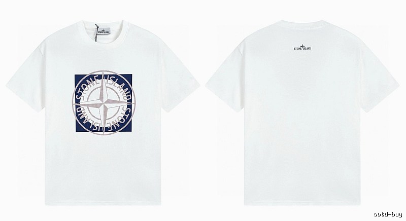 Stone Island Compass Collection Street Style White T-Shirt