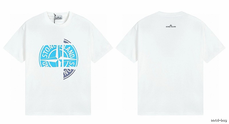 Stone Island Compass Print Cool Trendy Style White T-Shirt