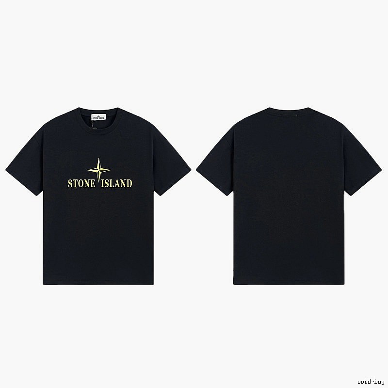 Stone Island Compass Print Street Style Black T-Shirt