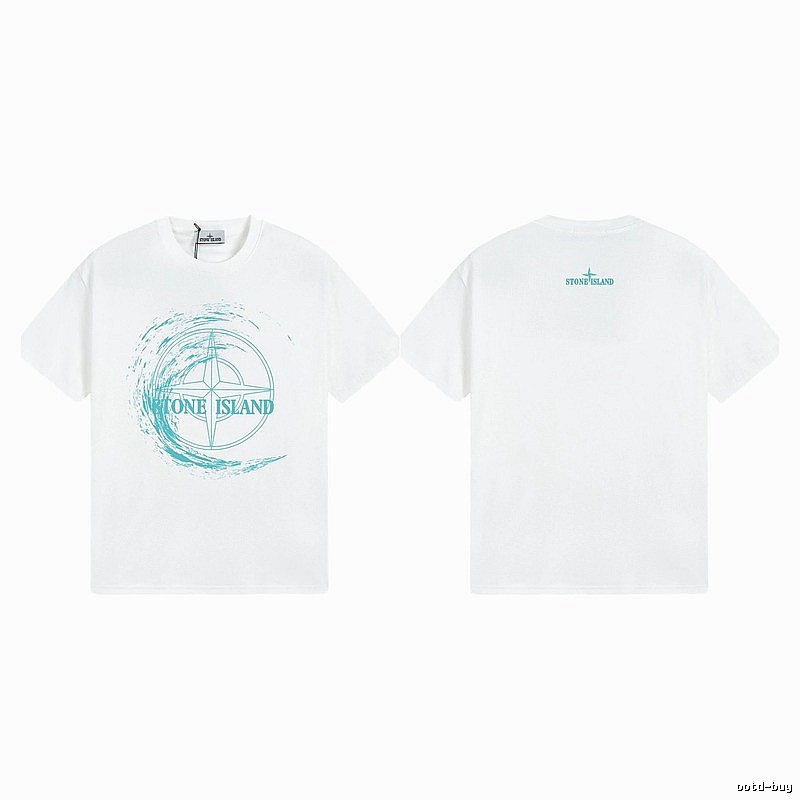 Stone Island Compass Print Street Style White T-Shirt