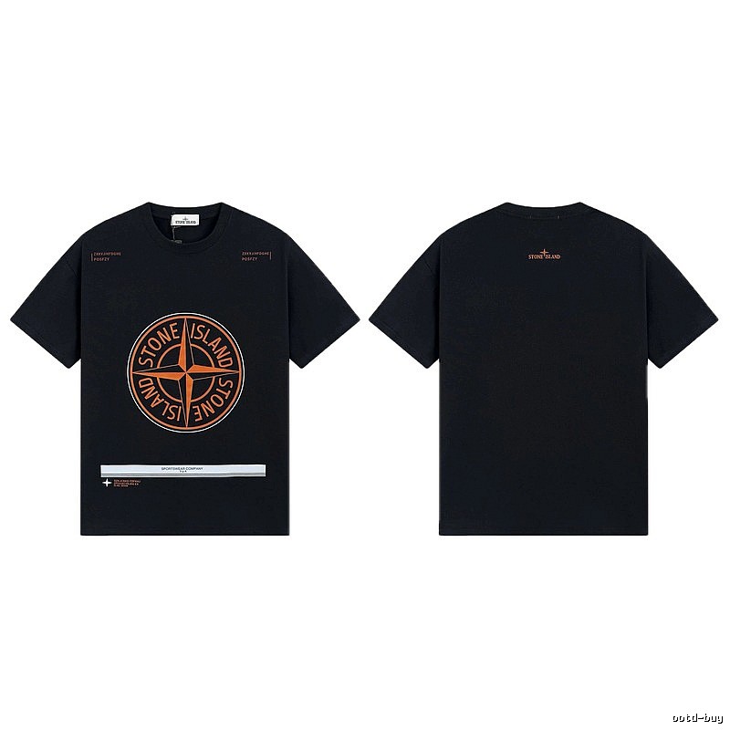 Stone Island Compass Techwear Style Black Short Sleeve T-Shirt