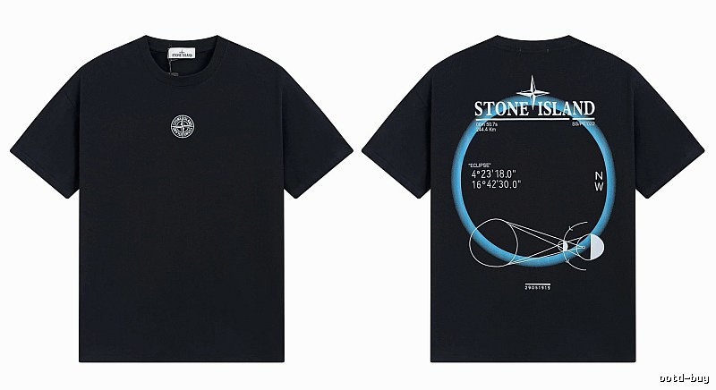 Stone Island Eclipse Collection Techwear Style Black Short-sleeve T-shirt