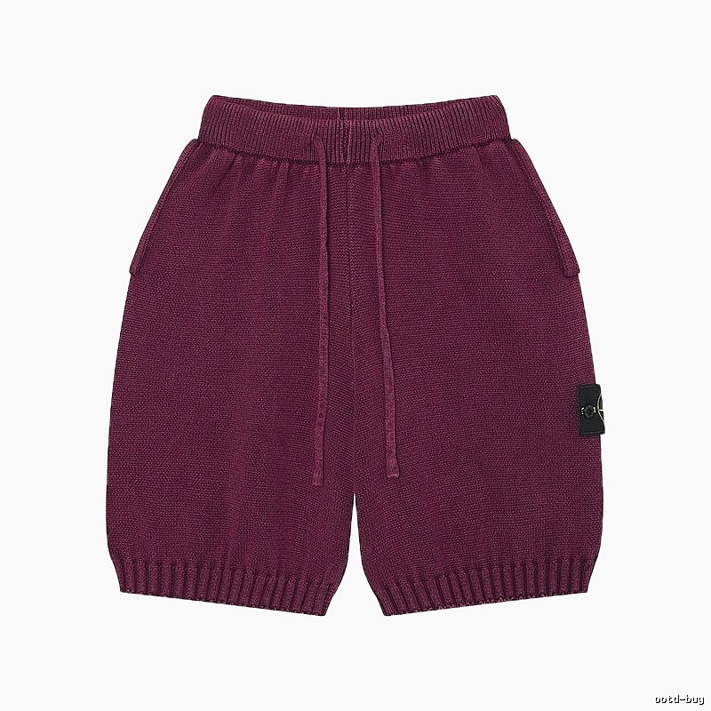 Stone Island Knit Casual Style Burgundy Shorts