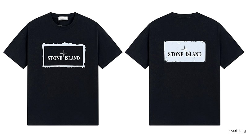 Stone Island Printed Street Style Black T-Shirt