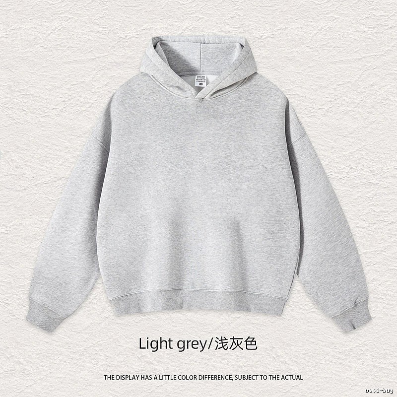 Streetwear Blank pullover hoodie Black Minimal A with Logo Accent