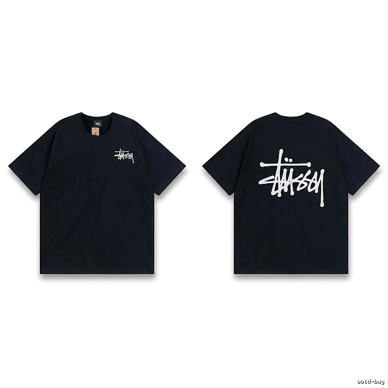 Stussy basic style simple black T-shirt