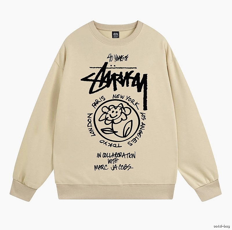 Stussy Beige Style 539 Graphic SweatShirt Travel Pack