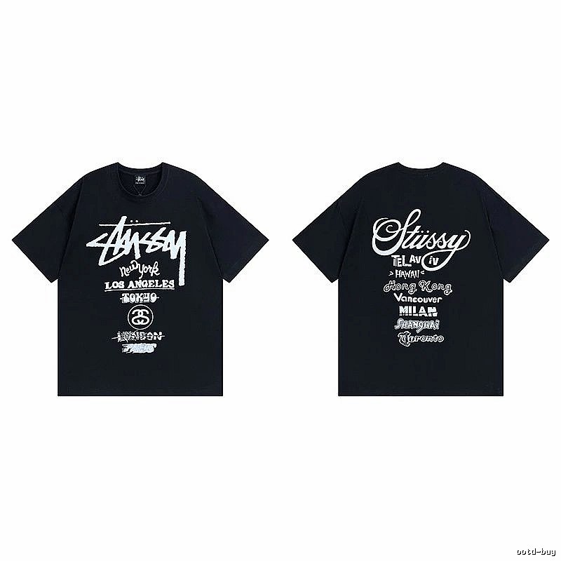 Stussy Black Spider Graphic T-Shirt Bold Graphic Logo
