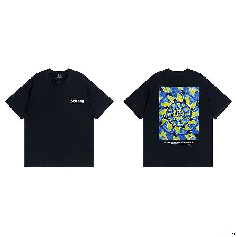 Stussy Black Spider Graphic T-Shirt Holiday Edit Logo