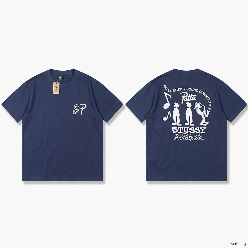 Stussy Co-branded Hip-hop Style Navy Blue T-shirt