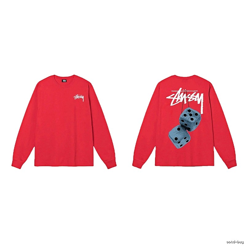 Stussy dice pattern red long-sleeved shirt
