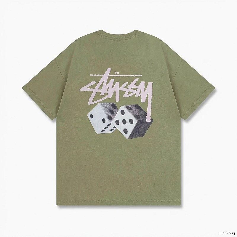 Stussy Dice Trend Brand Olive Green T-shirt